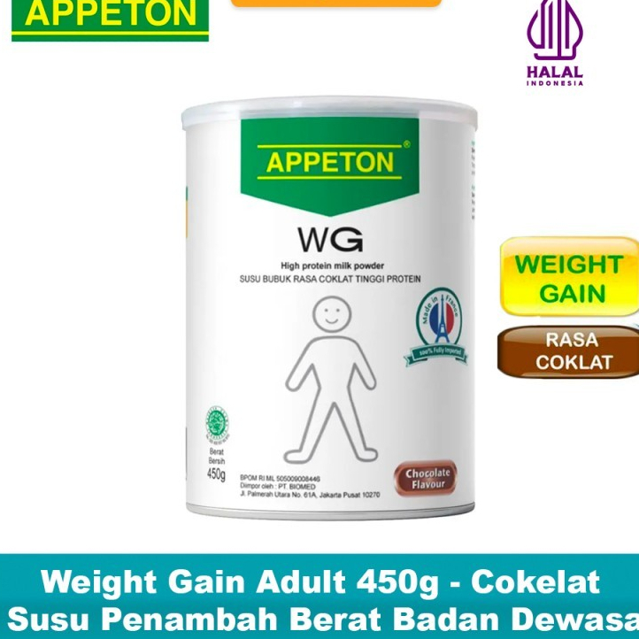 

APPETON WEIGHT GAIN ADULT RASA COKELAT KALENG 450GR / SUSU PENAMBAH BERAT BADAN DEWASA