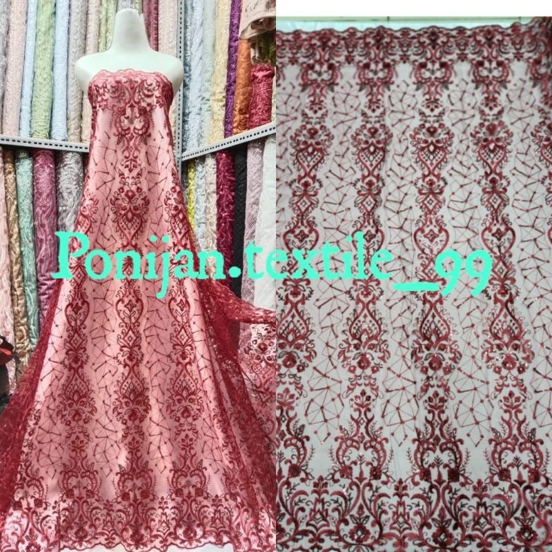 Kain Tile Payet Spaingkle // Bahan Tile Payet Mewah // Bahan Kebaya