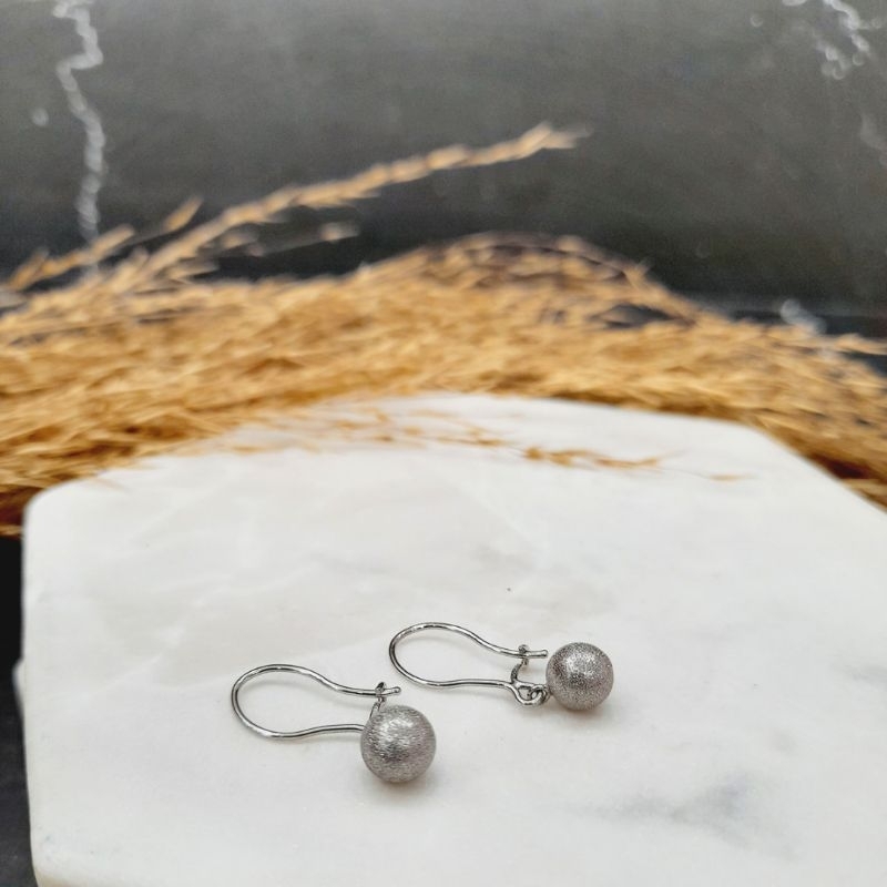 Anting Bulat Pasiran Mas Putih Modern