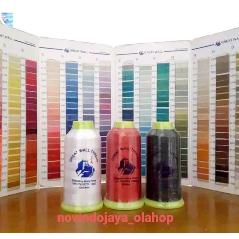 Benang bordir polyester great wall   5000 meter TERMURAH