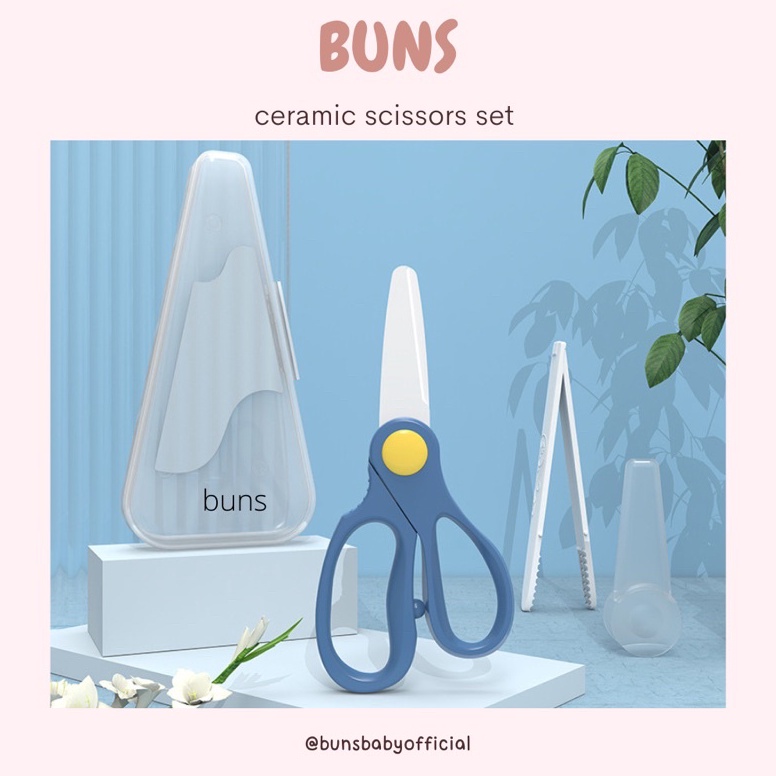 

ART A13H BUNS premium ceramic scissors set jepitan FREE CASE gunting keramik makanan anak bayi set jepitan anti karat