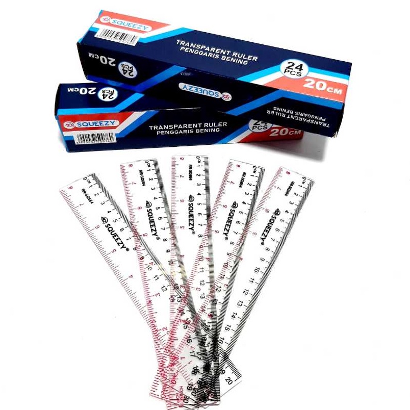

ART H8V Harga Grosir 1Kotak24pcs Penggaris Plastik Bening 2cm SQUEEZY RRSQ664