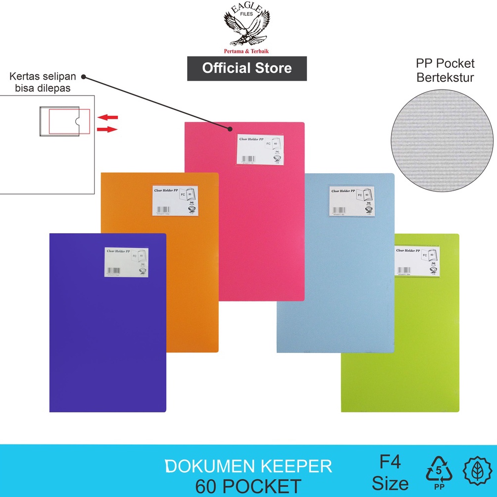 

ART X46O EAGLE Dokumen Keeper F4 FOLIO 6 Pocket Map Dokumen Clear Holder Document Keeper Display Book E 32
