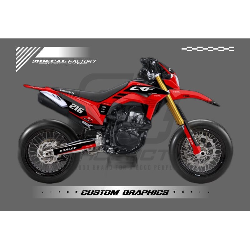 DECAL CRF,KLX,DTRACKER,GORDON,MERAH HITAM PREMIUM
