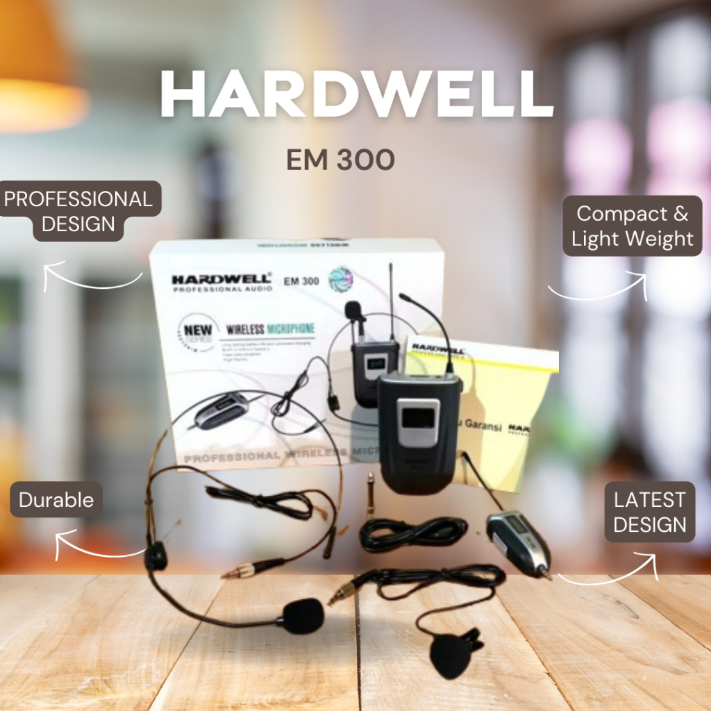 MIC WIRELESS HARDWELL EM 300 / EM300 / EM-300 CLIP ON HEADSETH GARANSI RESMI HARDWELL