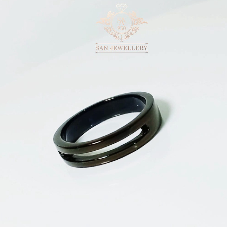 Cincin cewek perak wanita hitam tunangan nikah kawin platinum palladium emas putih H06