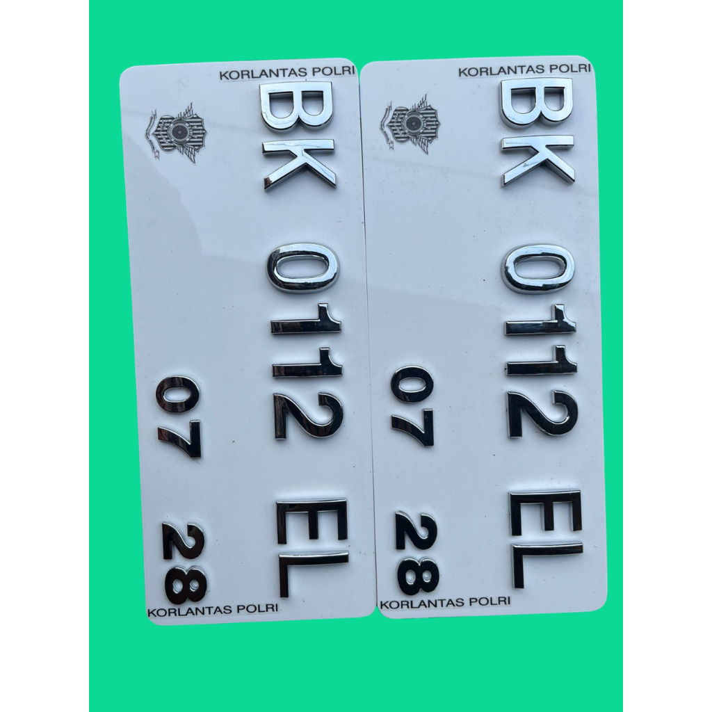 Plat Putih Nomor Motor Timbul Cembung Chrome
