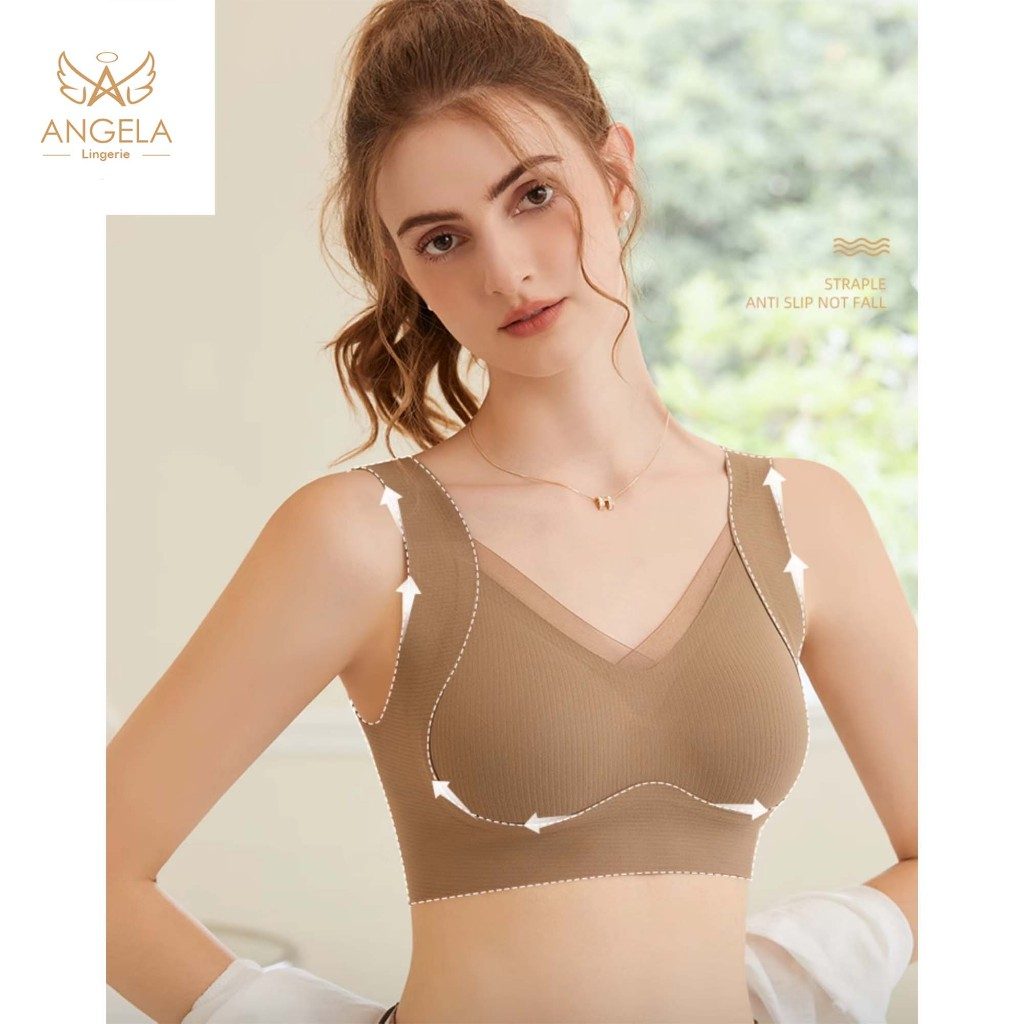 ANGELA PREMIUM JAPAN Enzy Bra BH Seamless Tanpa Jahitan Push Up Tanpa Kawat Ukuran Besar Jumbo Wanit
