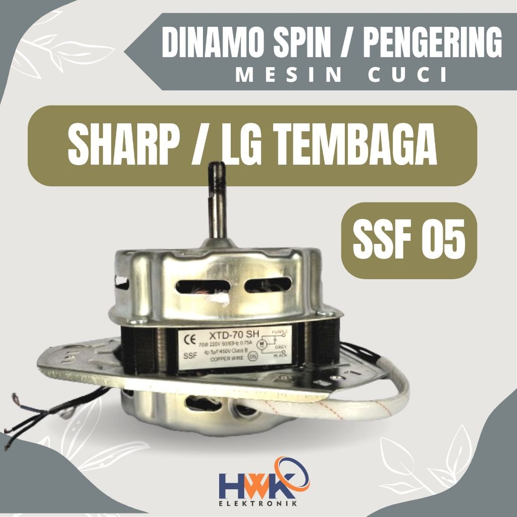 Dinamo Spin Sharp Lilitan Tembaga as 10mm 70W / Motor Pengering Mesin Cuci Sharp 2 tabung