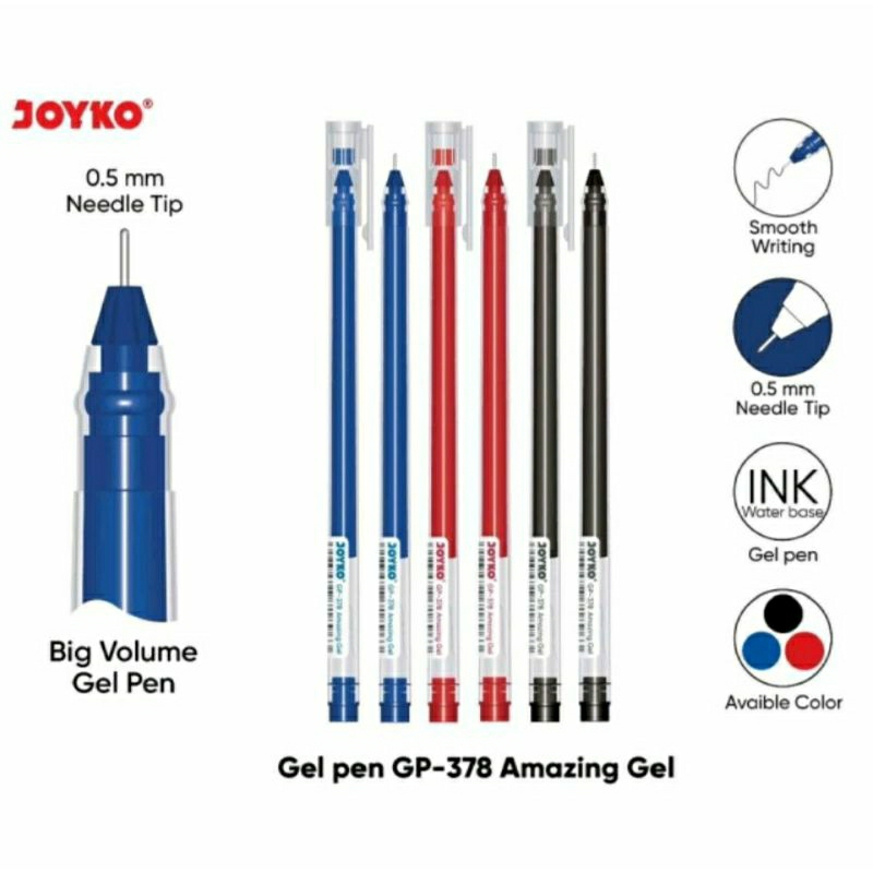 

Pulpen Gel Joyko GP-378 Amazing Gel 0,5mm (isi 12 pcs)
