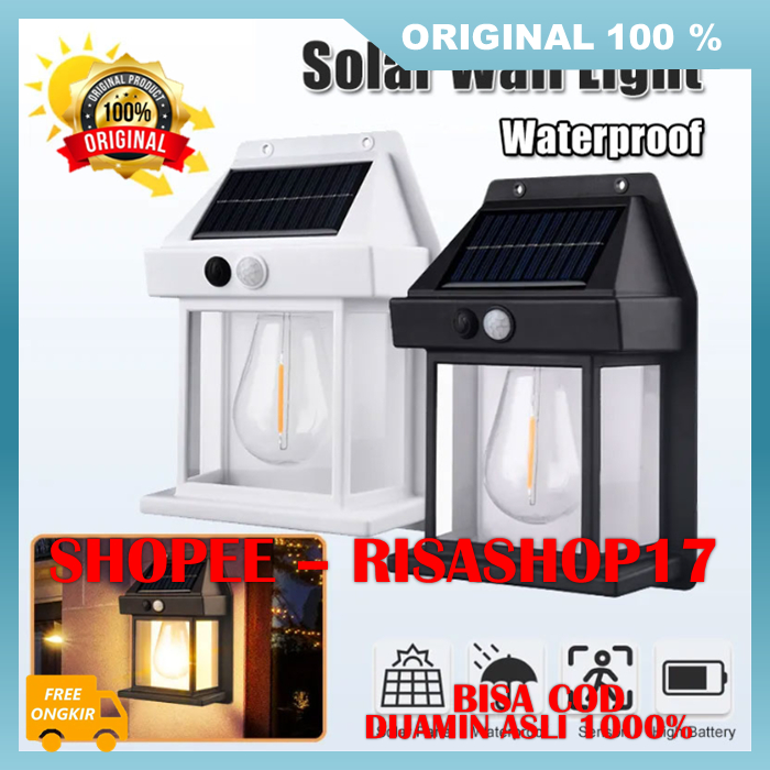 Lampu LED Surya Panel Sensor Otomatis Lampu Dinding Tenaga Surya Lampu Hias Taman 100% ASLI