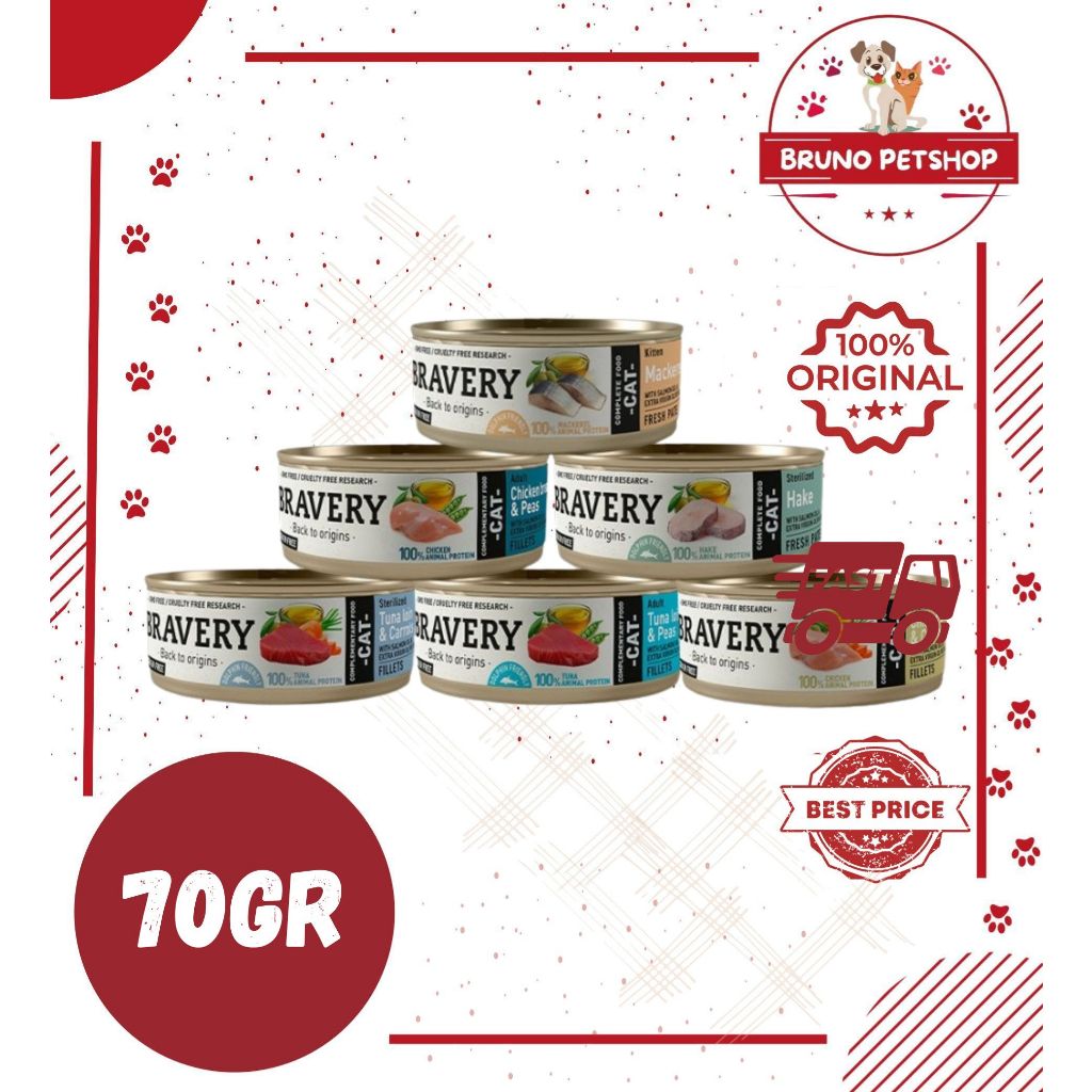BRAVERY Wet Food for Cats 70gr / Makanan Basah Kucing / Wet Food