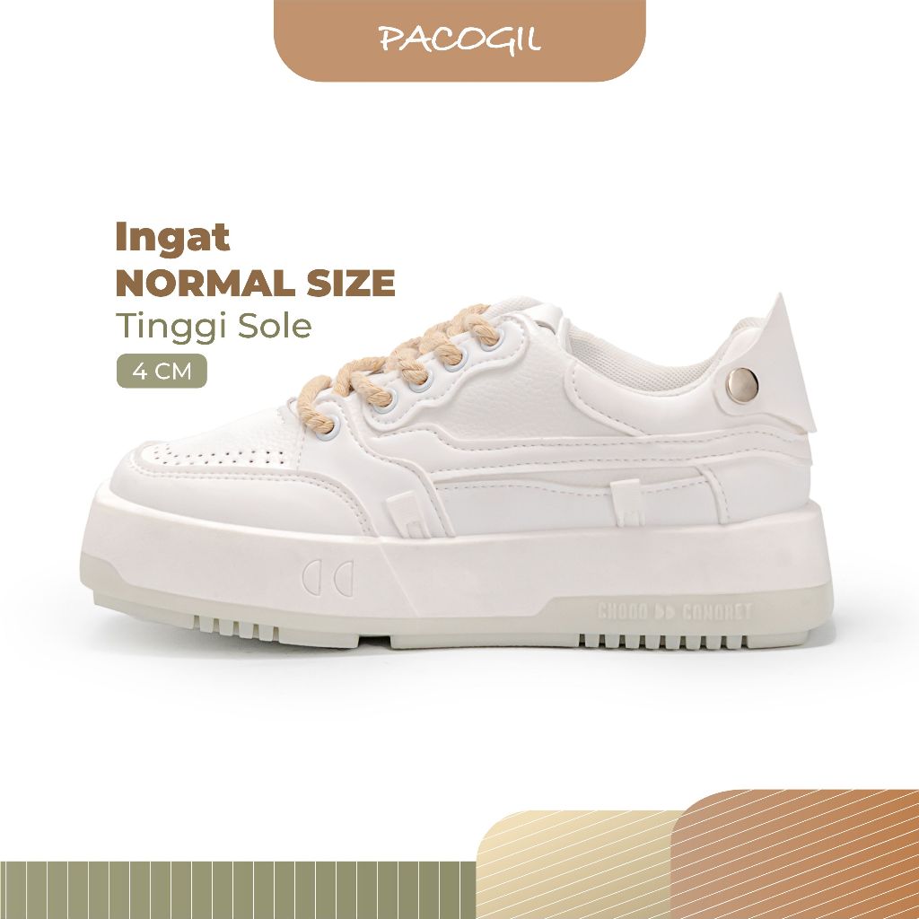 PACOGIL Kyara Sepatu Sneakers Wanita White Sport Shoes 1112
