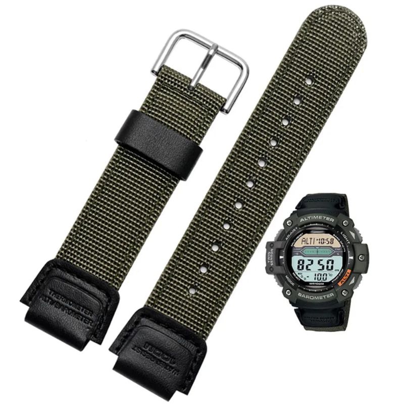 Tali Jam Tangan Casio SGW-300 SGW300 SGW300 Kanvas Hitam Dan Hijau strap ae1000 ae-1000 AE 1000