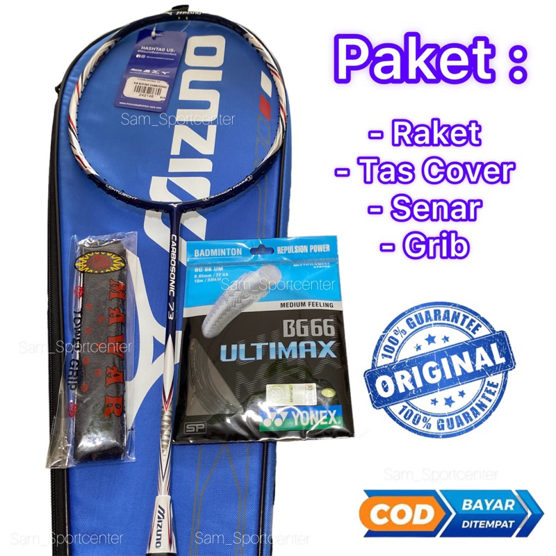 Raket Badminton Mizuno Carbosonic 73 Original Siap Pakai / Kosongan