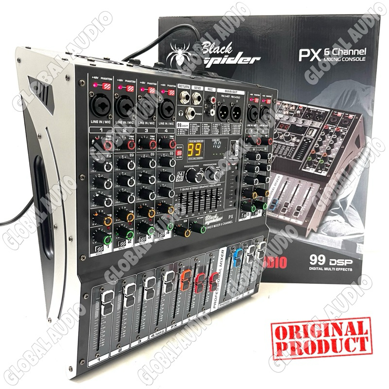 Power Mixer Audio BlackSpider PX 6 6channel Original Power Mixer Black Spider BS Px6 Mixing 6 Bagus 