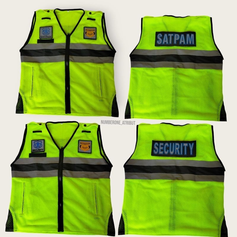 rompi jala tipis security satpam logo bordir terbaru