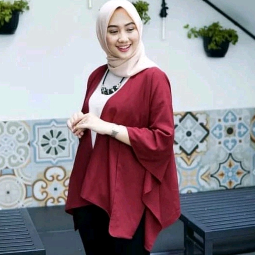 Ready KodeQ6c6B Promo Diskon Outer Kekinian Batwing Long Outer Perlengkapan Stelan Baju Pakaian Atas