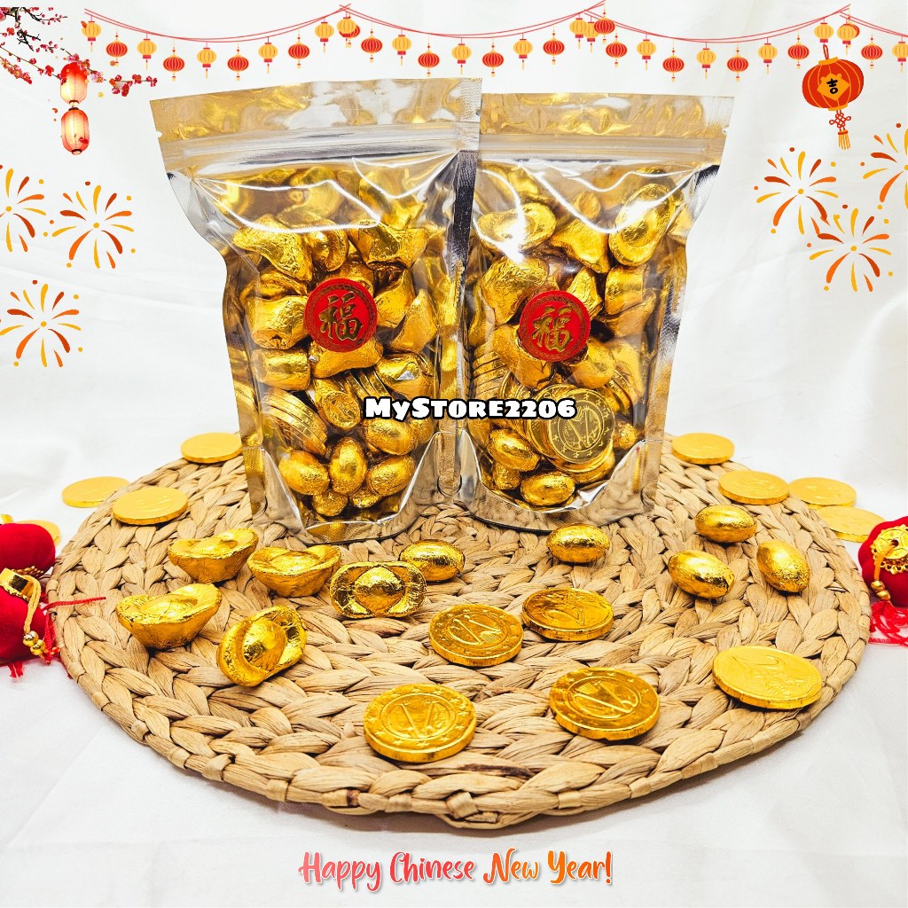 

Mini Hampers / Bingkisan Cokelat Emas Premium (Telur Emas, Koin Emas, Yuanbao) Tahun Baru Imlek