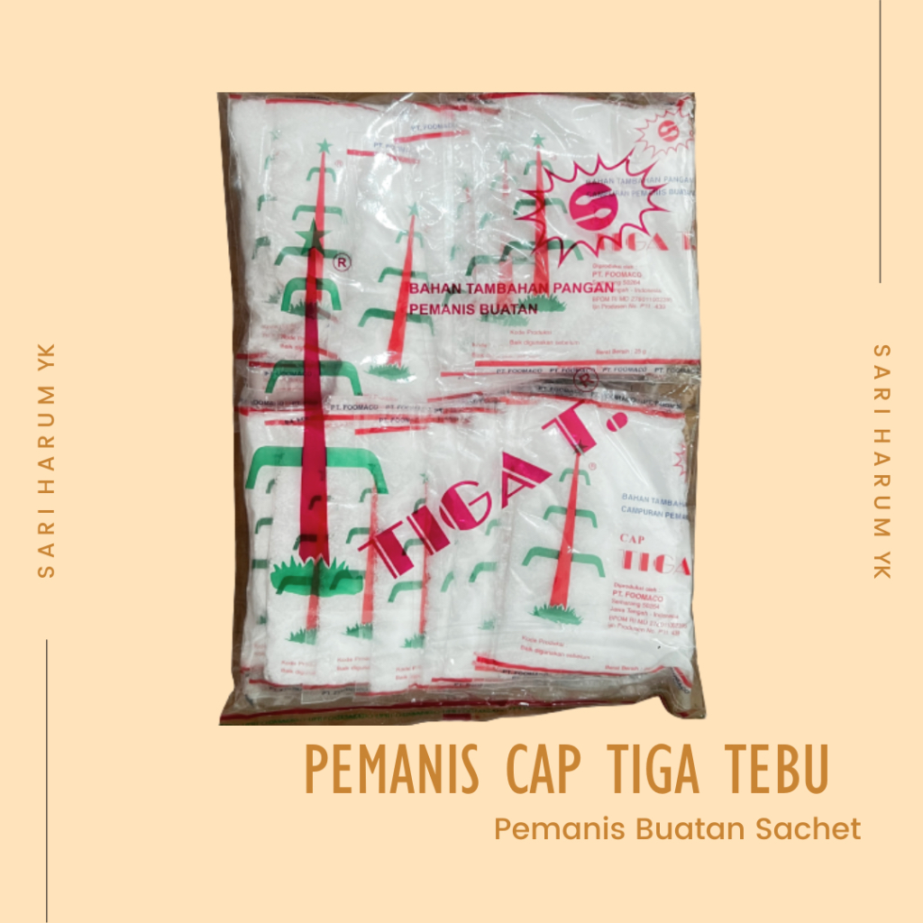 

Pemanis Cap Tiga Tebu 25gr | pemanis buatan ASLI