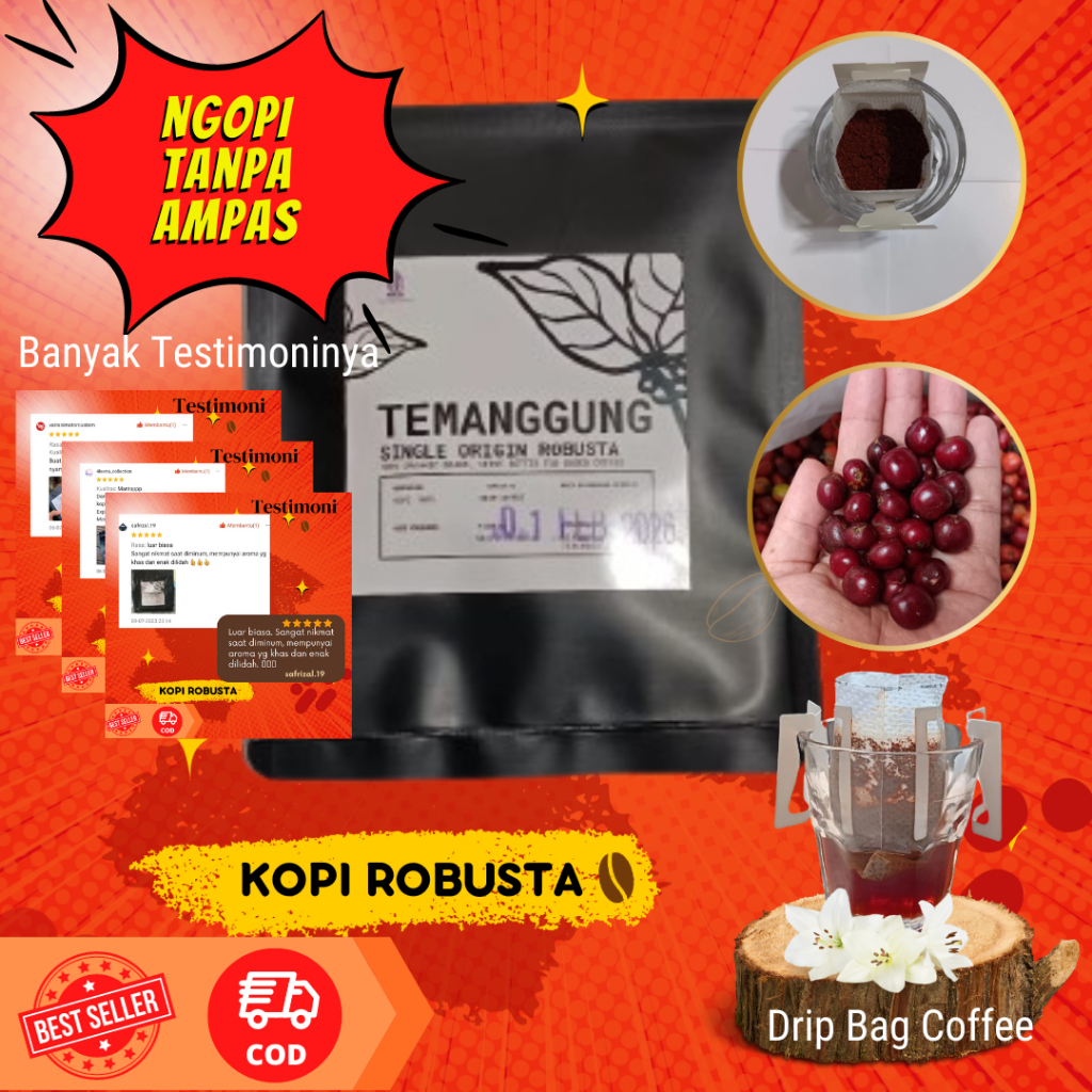 

Dripbag Coffee Filter Sachet Kopi Temanggung Robusta Premium Tanpa Ampas Praktis