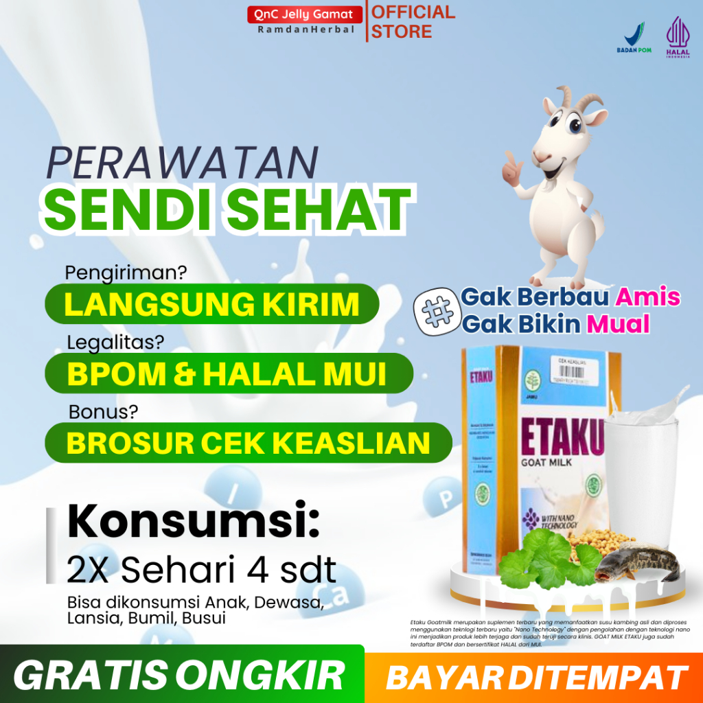 

Perawatan Sendi Sehat Untuk Lansia Susu Sehat Sendi Etaku Goat Milk Susu Kambing Etawa Asli 200gr