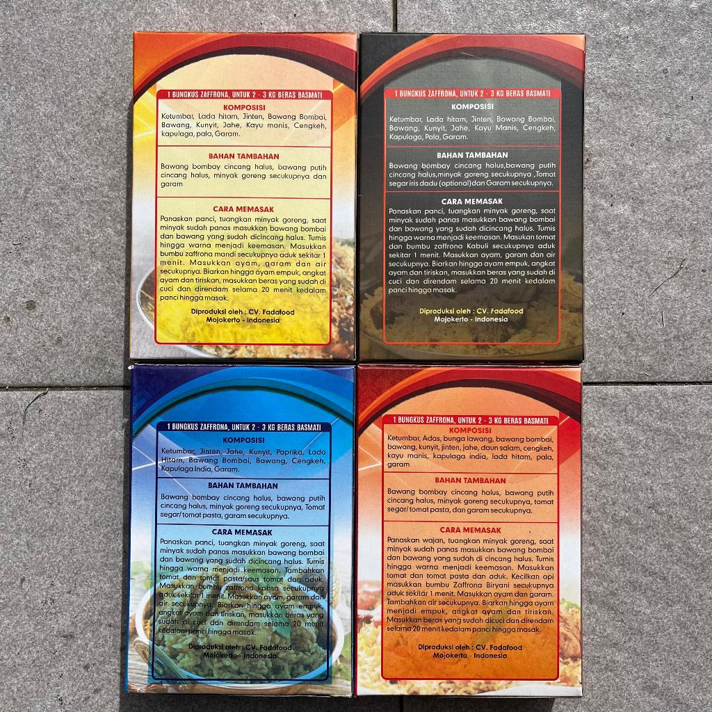 

BUMBU BUBUK ZAFFRONA 100gram Instant Masak Kering Nasi Biryani Kabuli Mandhi Kabsa Praktis zafron