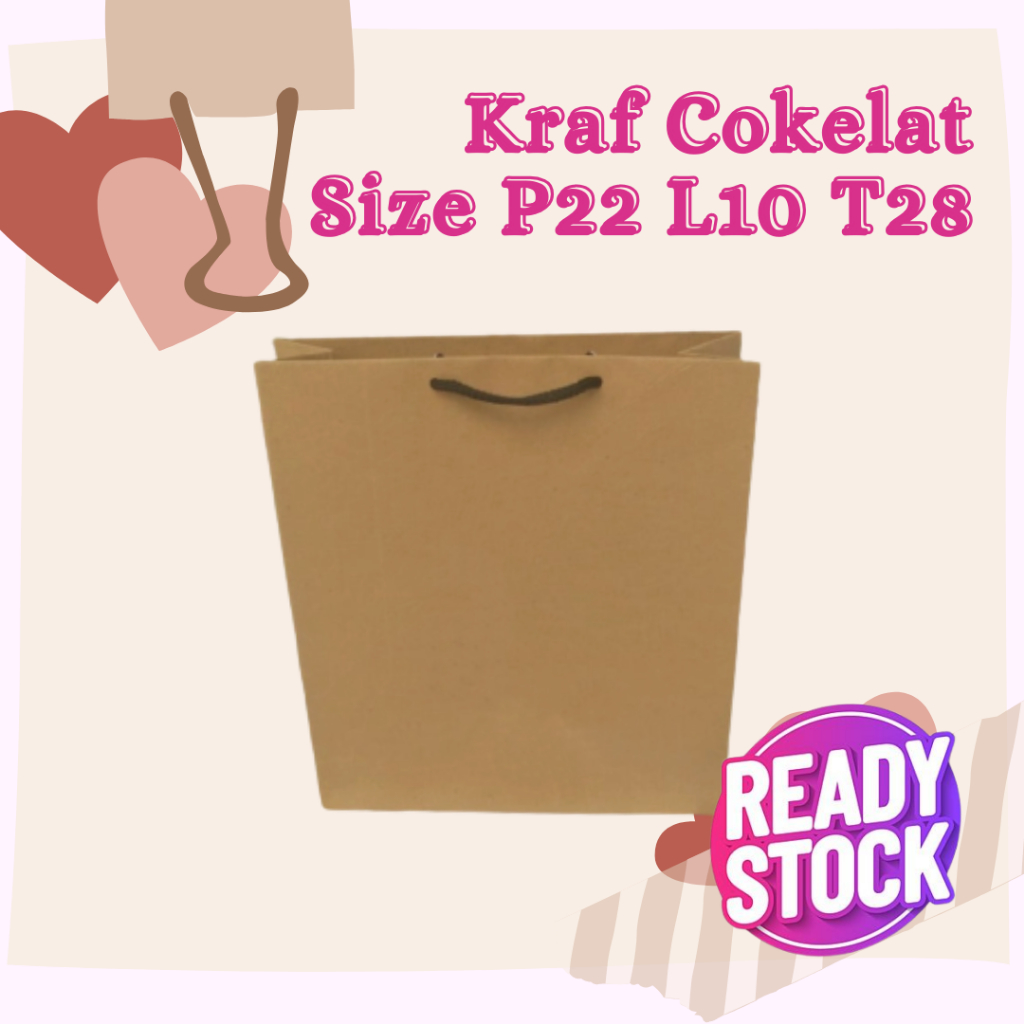 

Paper Bag Polos Murah Paperbag Kraf Cokelat 22x10x28