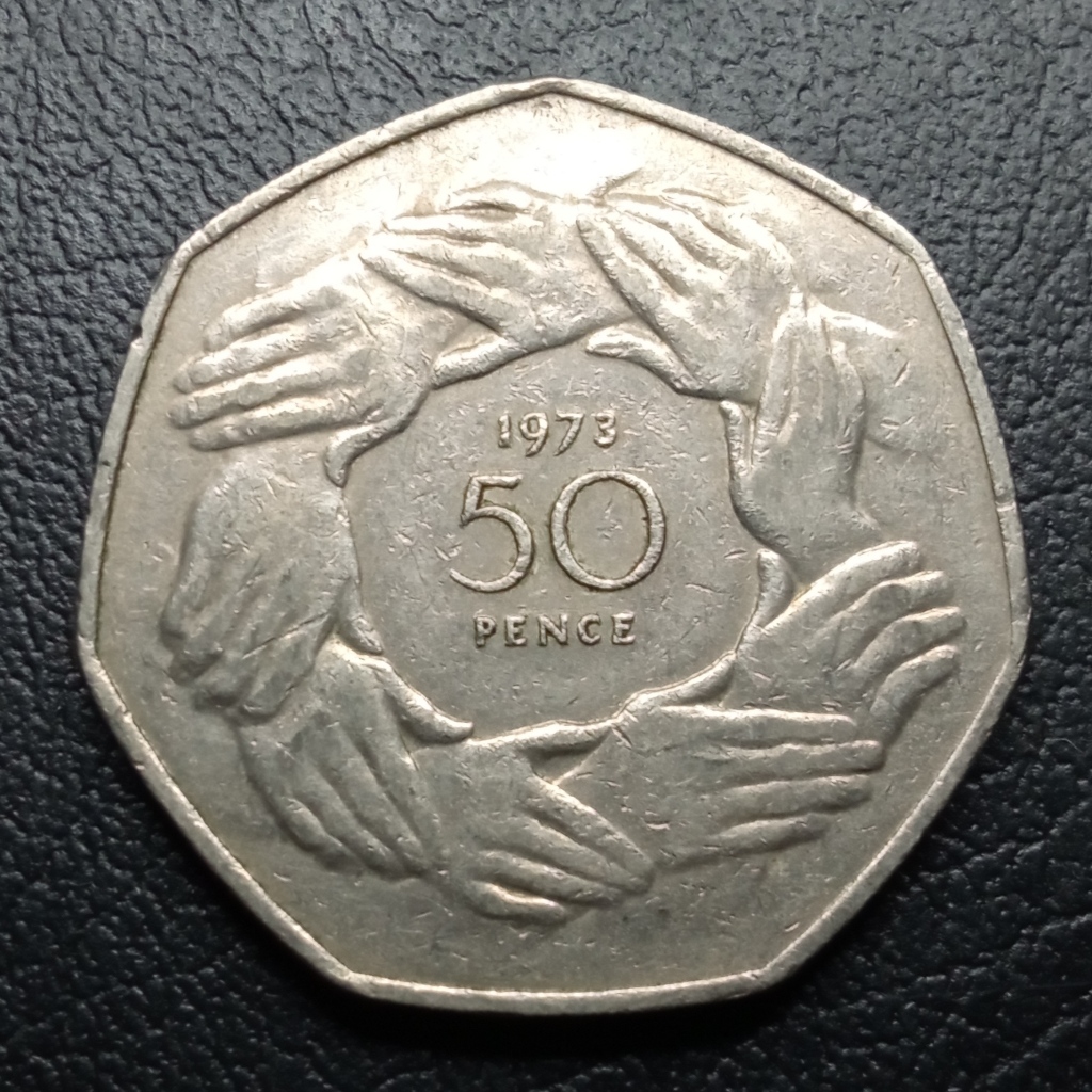Koin Kuno Inggris 50 Pence tahun 1973 Commemorative Komunitas Ekonomi Eropa | Koin Asing Mancanegara