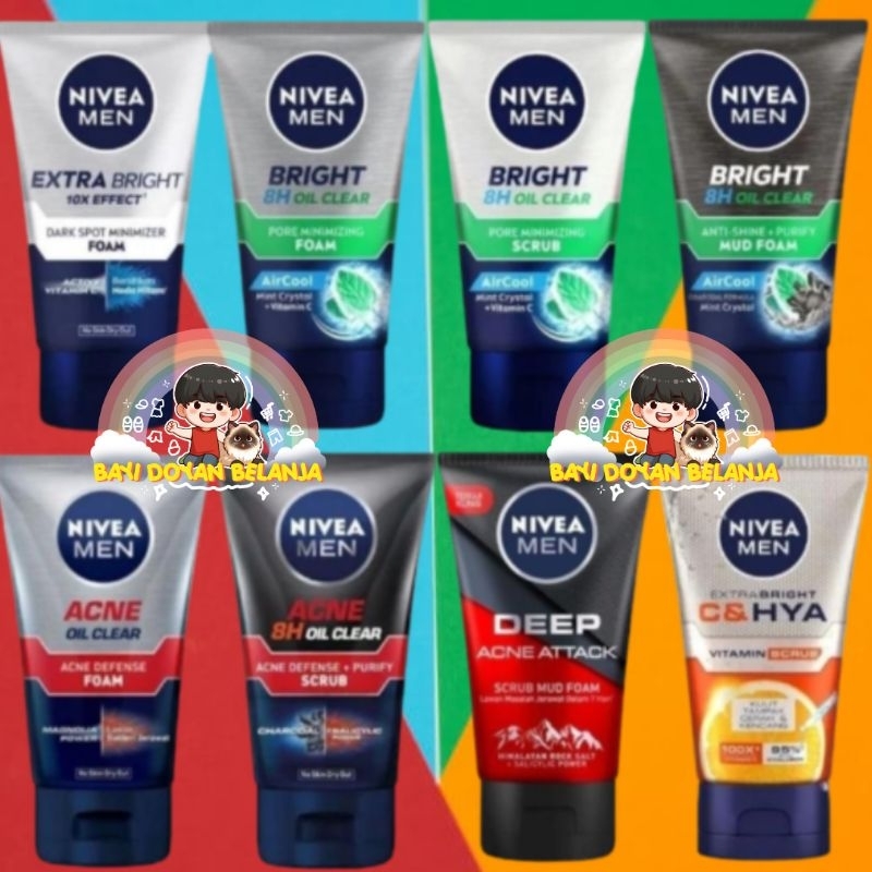 NIVEA MEN FACIAL FOAM PERAWATAN WAJAH PRIA FACIAL WASH SCRUB PERAWATAN MUKA LAKI LAKI SKIN CARE ANTI