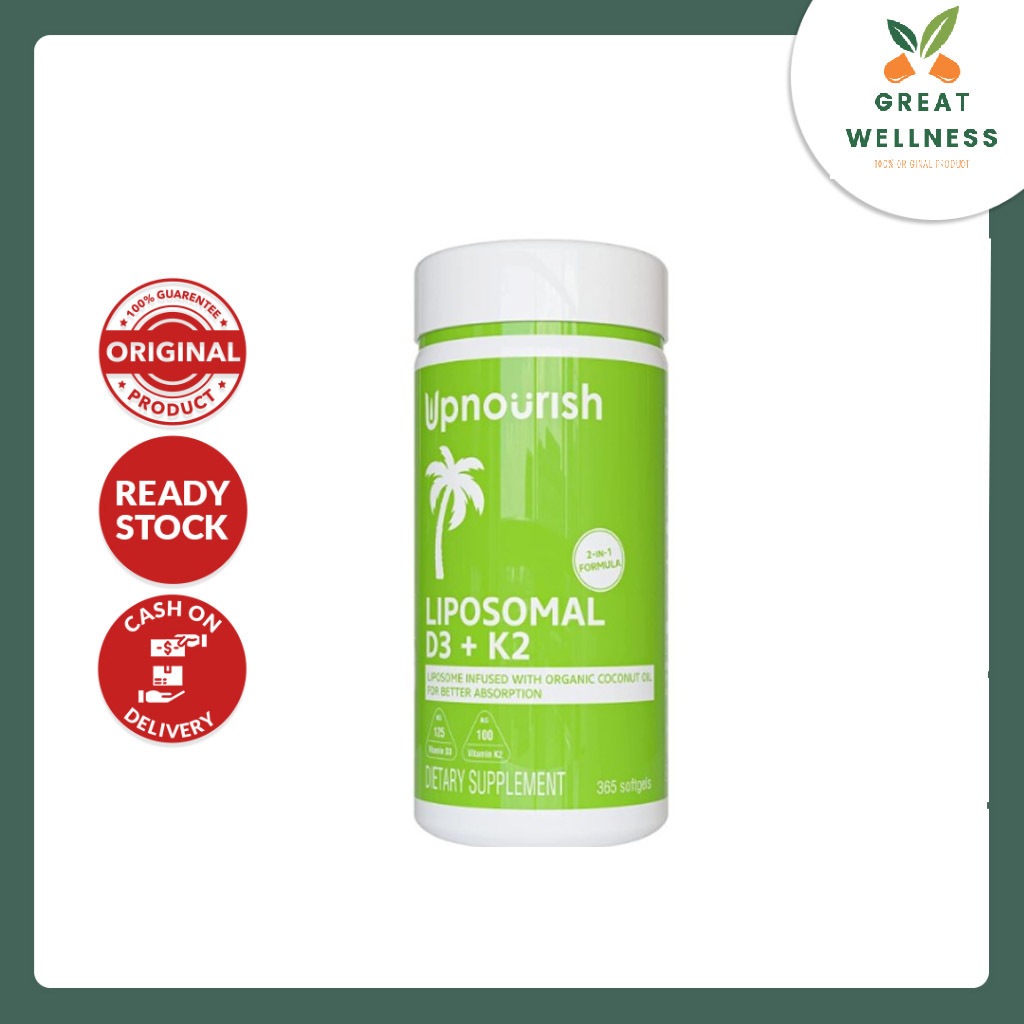 (BISA COD) Upnourish Liposomal Vitamin D3 5000 IU + K2 100 mcg Vit D3 K2 365 SG
