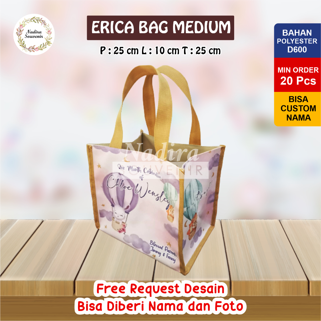 

TAS ULTAH PREMIUM ERICA BAG MEDIUM TAS BIRTHDAY ANAK FREE DESAIN FREE CUSTOM NAMA
