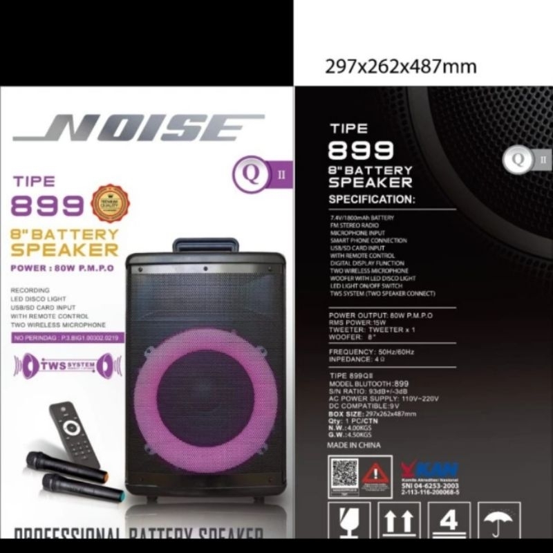 SPEAKER PORTABLE NOISE 889Q SPEAKER WIRELESS BLUTOOTH KARAOKE RESMI NOISE