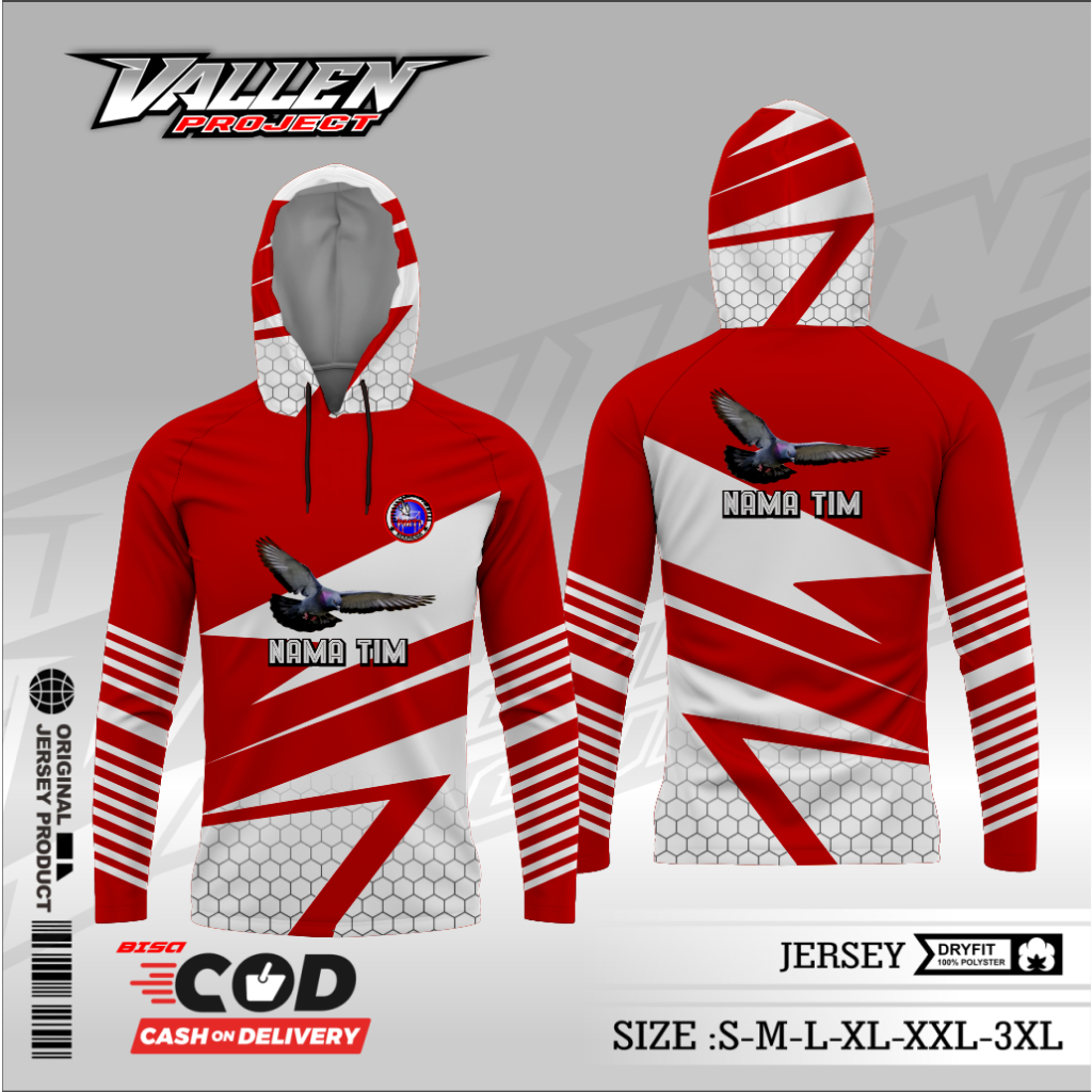 JERSEY HOODIE BAJU MERPATI TINGGI PMTI / BAJU MERPATI BISA CUSTOM DESIGN / BISA COD / CUSTOM TAMBAH 