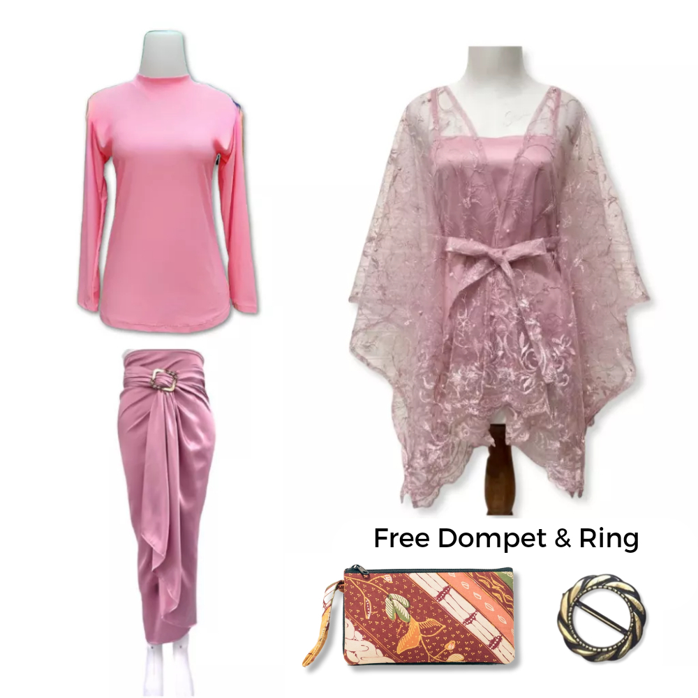 ROSE GOLD - Oneset 5in1 Kebaya modern bawahan Polos || Baju Kondangan_Wisuda_Lebaran