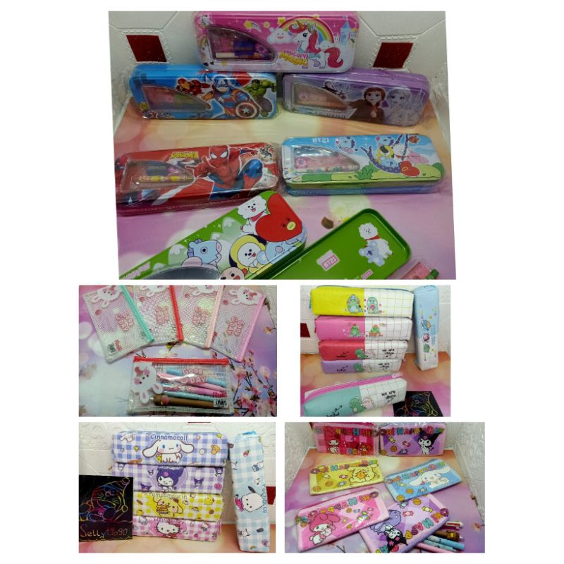 

kotak pensil kaleng /karakter dino/ sanrio/kelinci