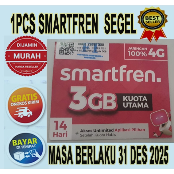 Kartu Perdana Smartfren Segel Kuota Utama 3GB Akses Unlimited
