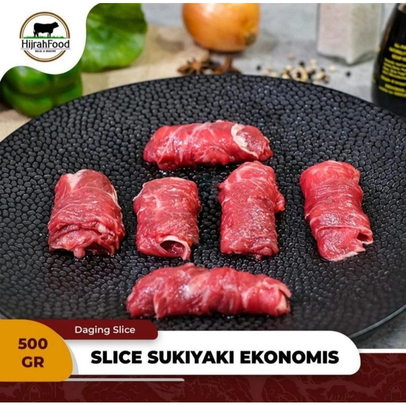 Slice Ekonomis Daging Sliced Beef Sukiyaki Yakiniku Sapi Segar Shortplate Juicy (500 gr)