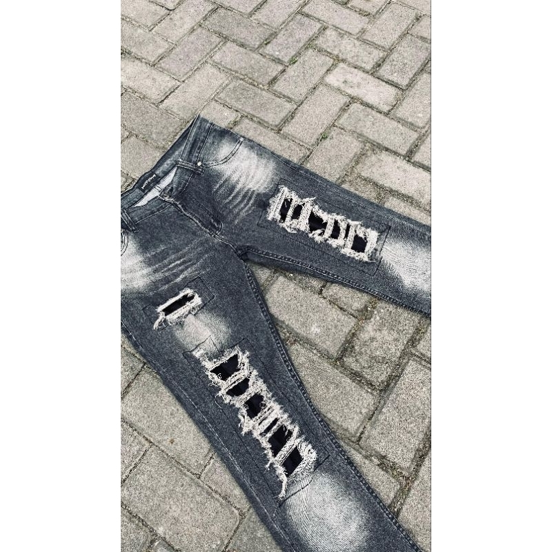 weird jeans disaster grey