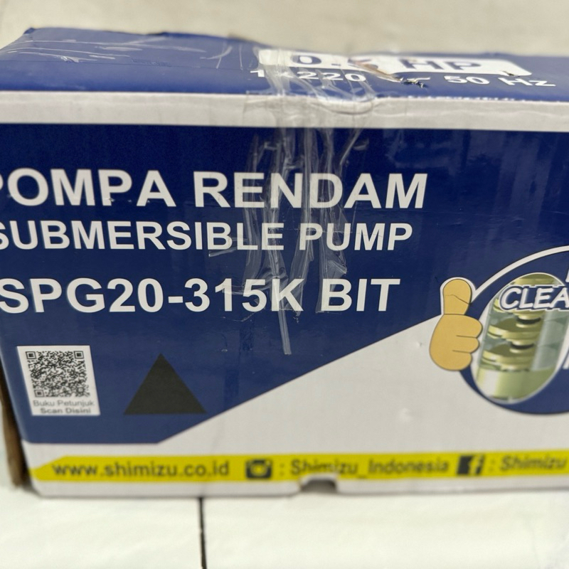 Pompa Rendam Sumur / Submersible Pump SHIMIZU SPG20-315K BIT kedalaman 40 meter