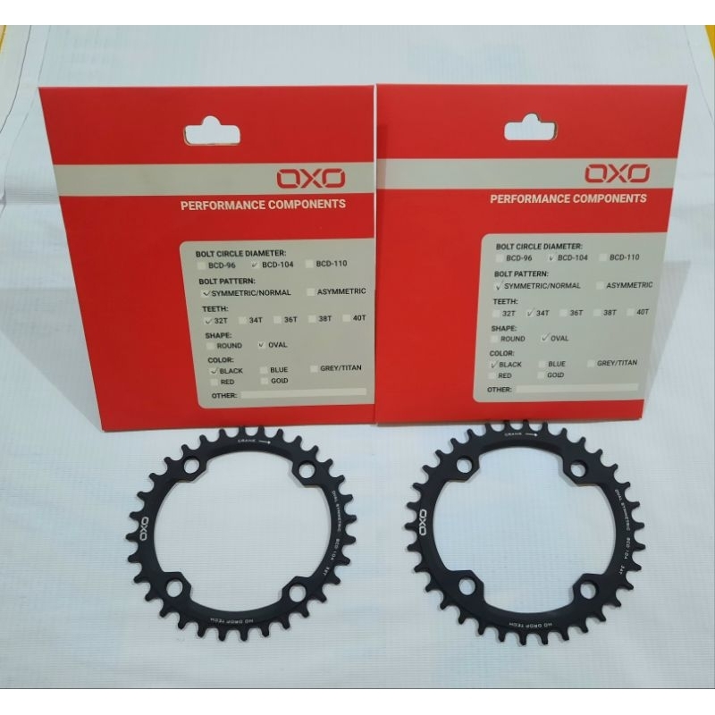 CRANK SINGLE CHAINRING OXO 32T 34T 36T OVAL BCD 104 SYMMETRIC SEPEDA MTB ROAD BIKE