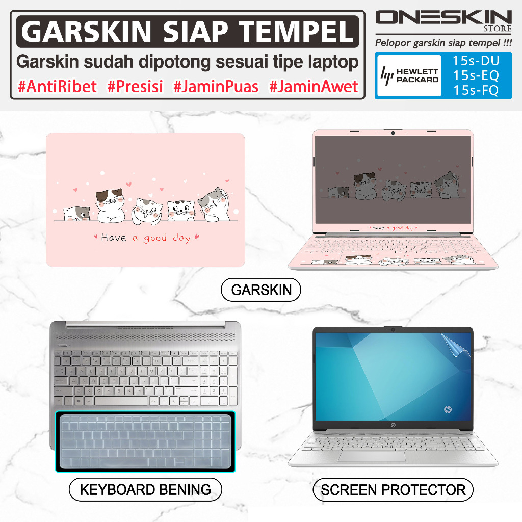 Garskin Sticker Laptop Pelindung Screen Keyboard Protector HP 15s-du du1015tx du3577tu 15s-eq eq2087