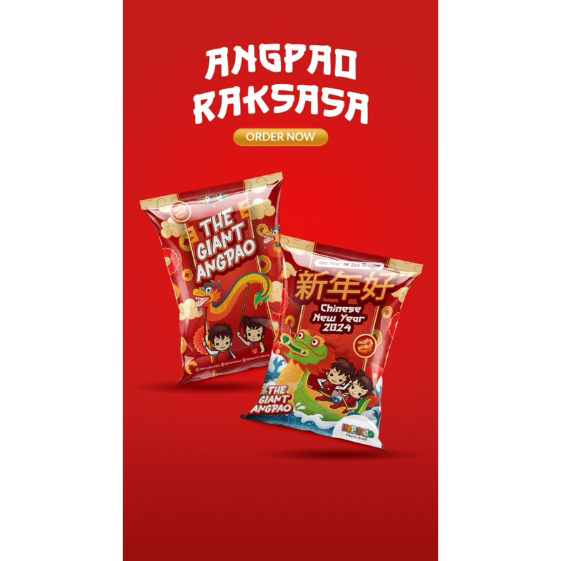 

HEPIKIDO • the giant angpao • snack raksasa • imlek hampers • giant snack pouch imlek • angpao imlek • karung saja tanpa isian