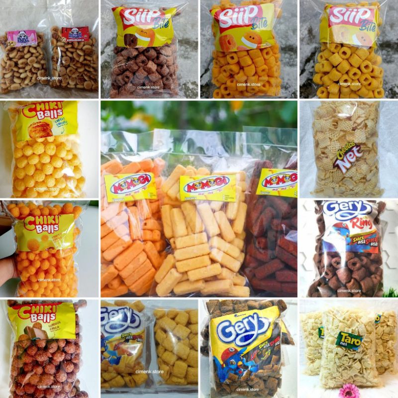 

SNACK BRANDED KILOAN / SNACK KILOAN REPACK / MOMOGI / CHIKIBALLS / HELLO PANDA / SIIP / CHEETOZ NET / TARO RUMPUT LAUT / GERY RING / GERY PILLOW