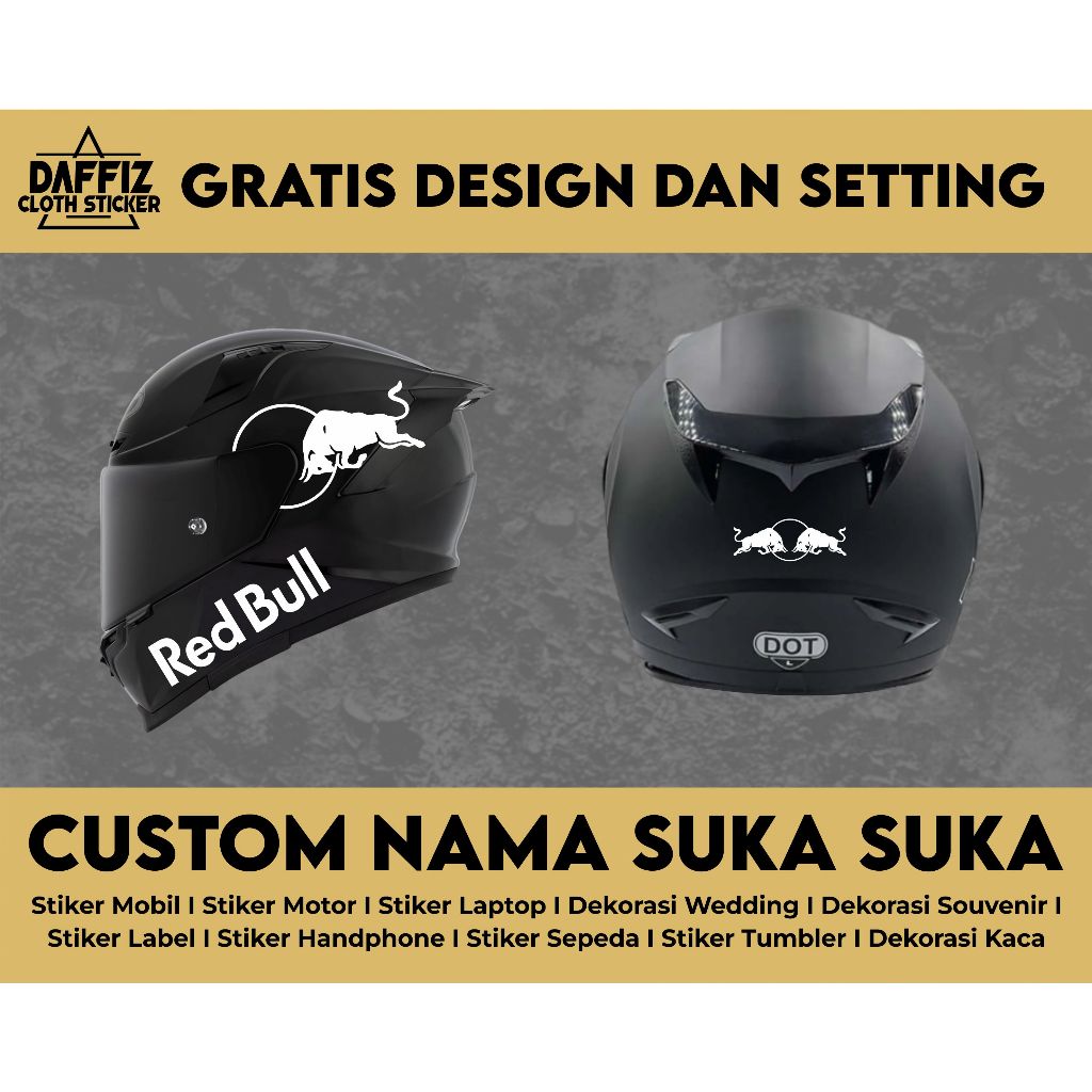 Stiker Cutting Helm RedBull Full paket | Stiker Cutting Custom