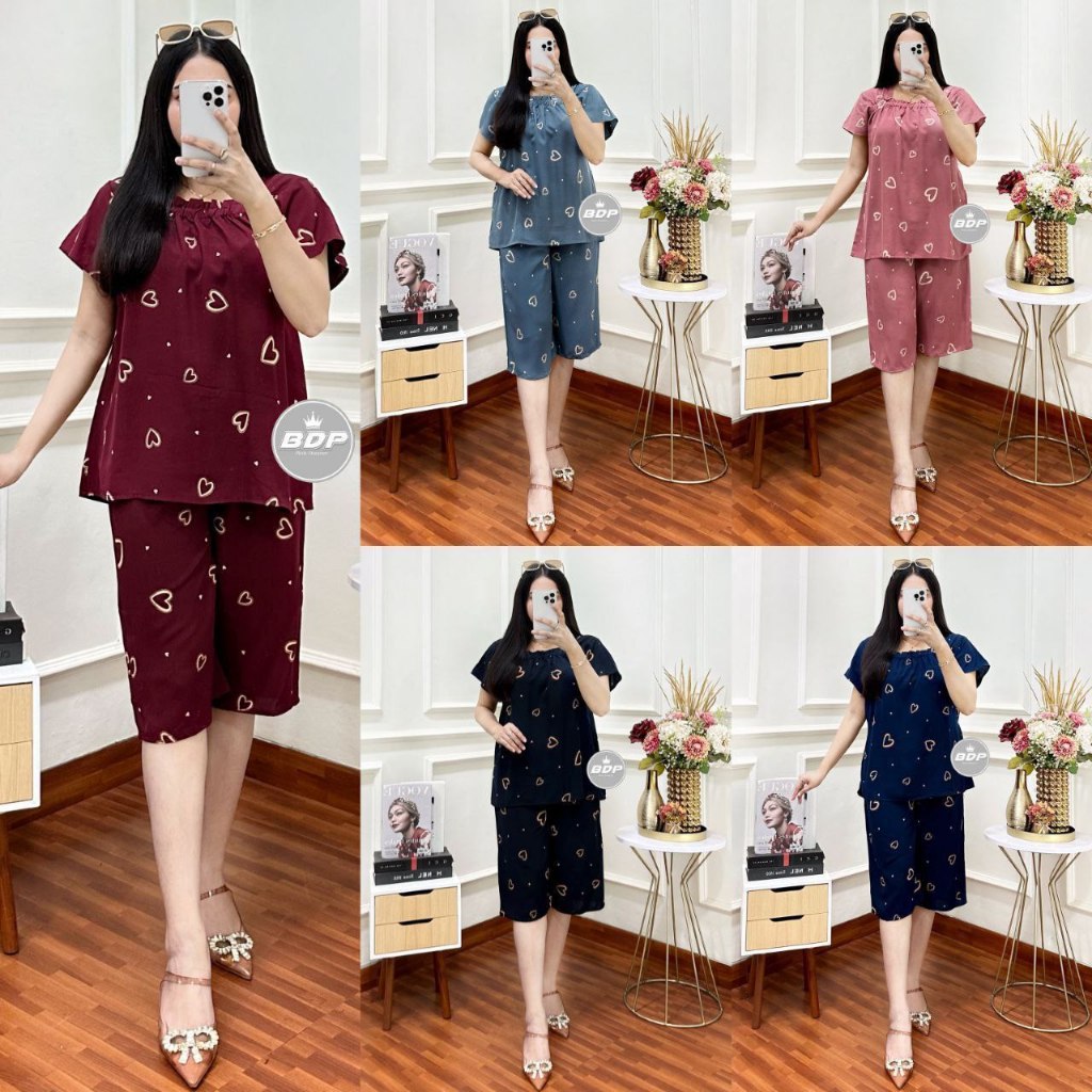 SETELAN KULOT JUMBO BAHAN RAYON ADEM CELANA PENDEK JUMBO BAJU SANTAI WANITA BUSUI