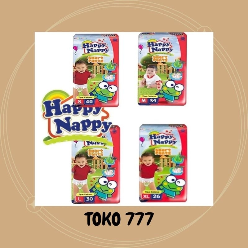 Toko777 Popok Celana Bayi Happy Nappy Pants S40/M32/L28/XL26