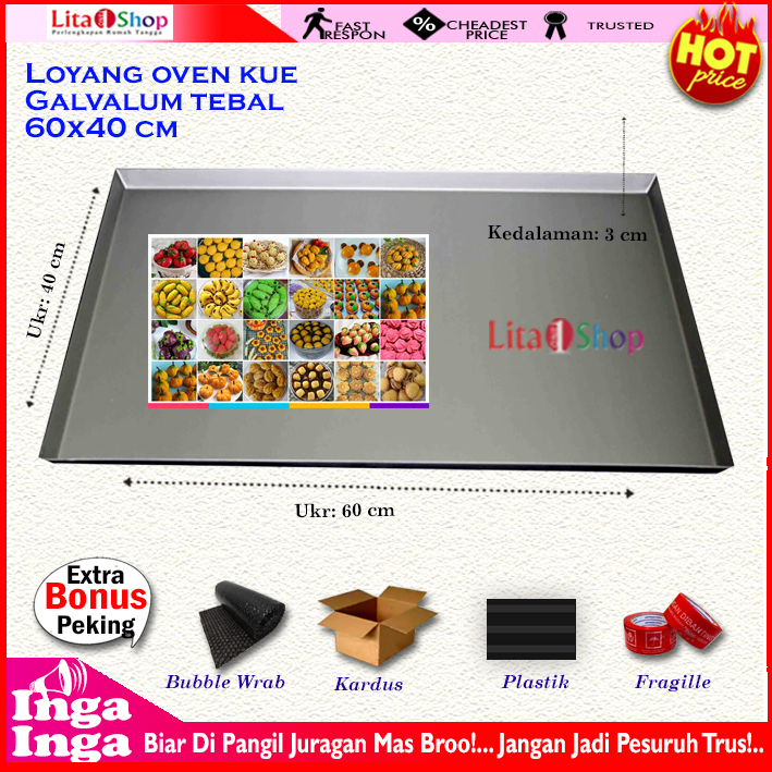 Loyang Kotak Ukuran 60x40 / Loyang Oven / Loyang Kue Kering