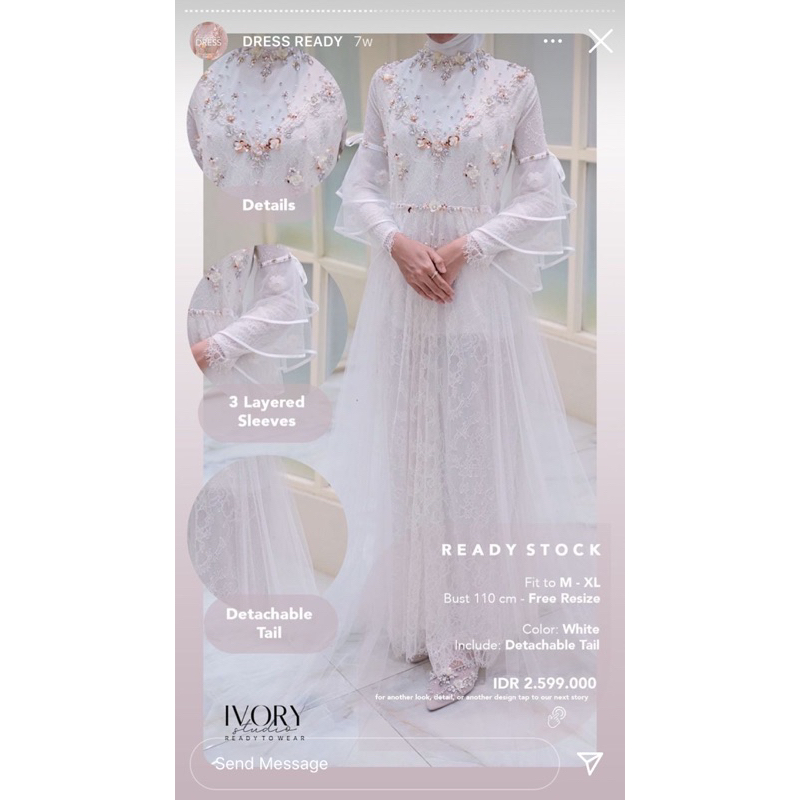 SEWA DRESS IVORY STUDIO RTW Broken White Ukuran S