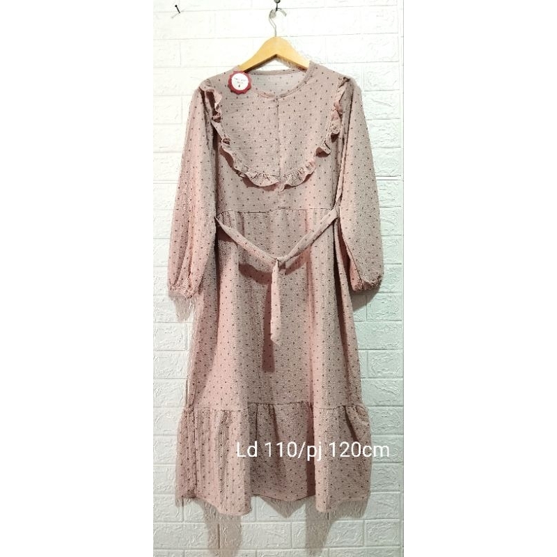 MIDI DRESS POLKADOT/MIDI DRESS CRINKLE MOTIF POLKADOT